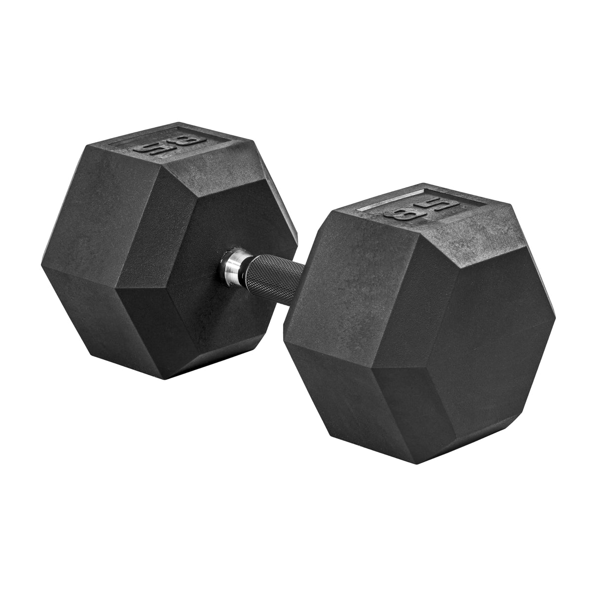 Rubber Hex Dumbbell with Chrome Comfort Grip