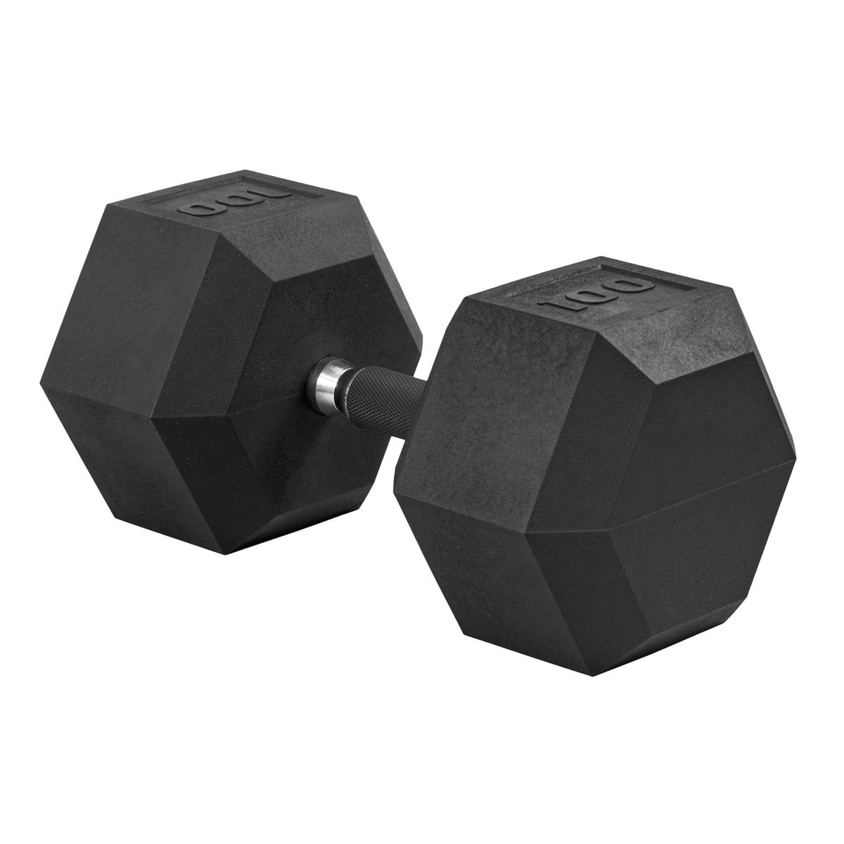 Rubber Hex Dumbbell with Chrome Comfort Grip
