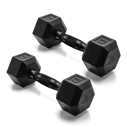 Rubber Hex Dumbbells with Comfort Grip Handles