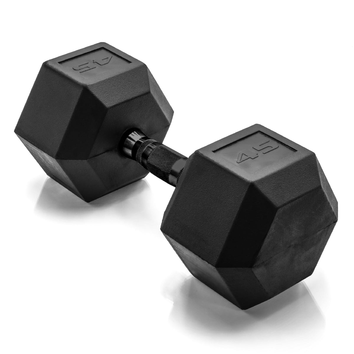 Rubber Hex Dumbbell with Chrome Comfort Grip
