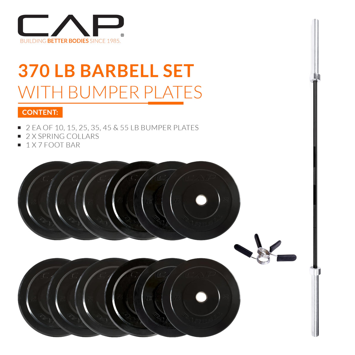 370LB Elite Olympic Weight Set with 7FT Barbell
