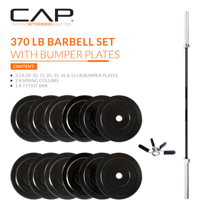 370LB Elite Olympic Weight Set with 7FT Barbell