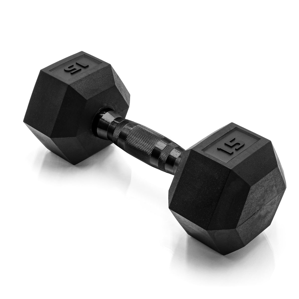 Rubber Hex Dumbbell with Chrome Comfort Grip