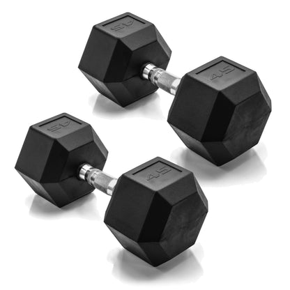Rubber Hex Dumbbells with Comfort Grip Handles