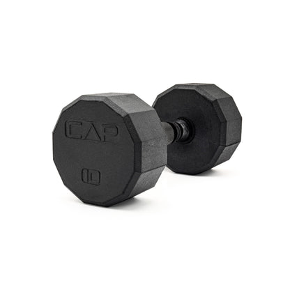 Rubber Hex Dumbbell with Chrome Comfort Grip