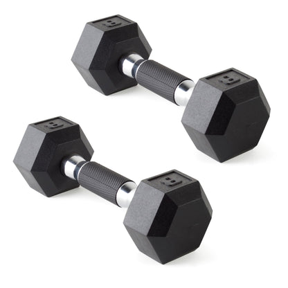 Rubber Hex Dumbbells with Comfort Grip Handles