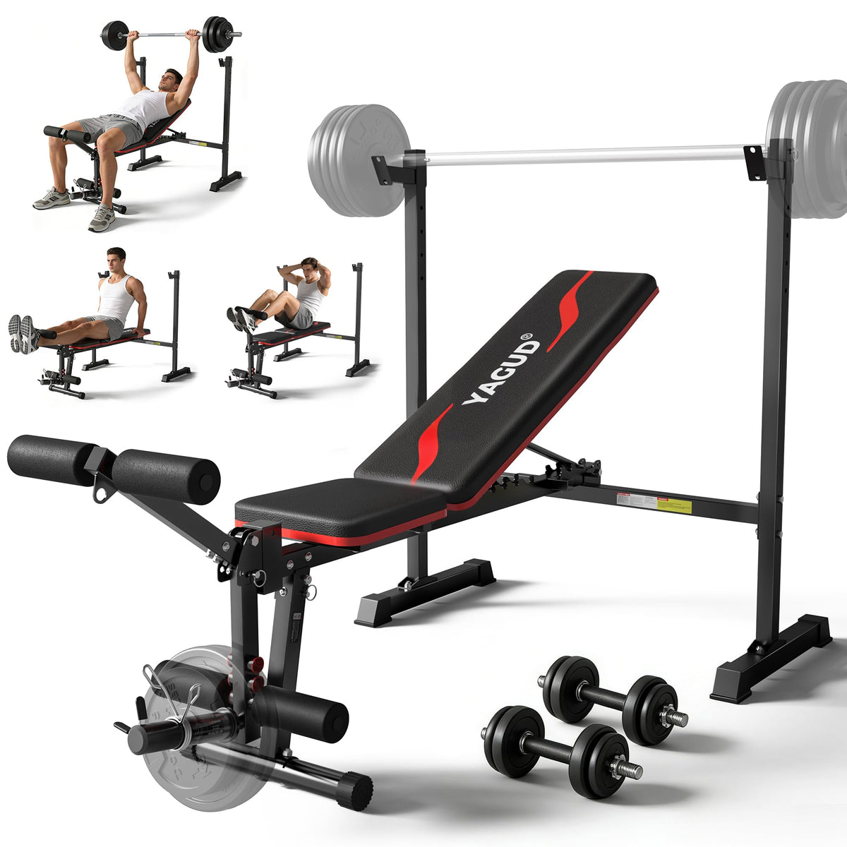 880LB Adjustable Weight Bench Set with Barbell Rack