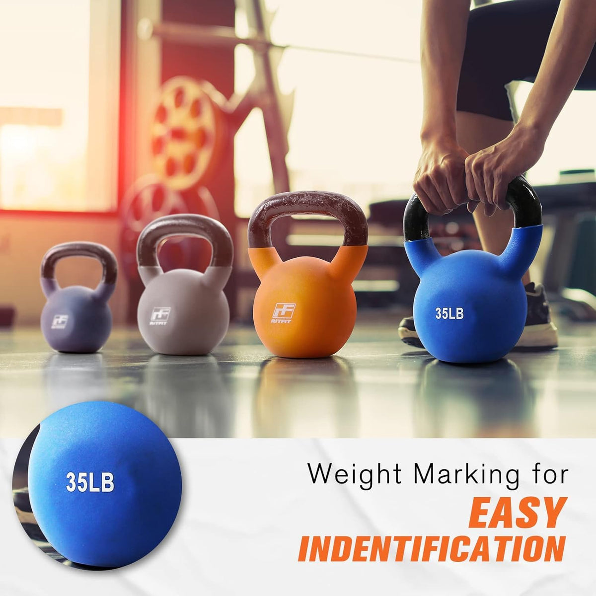 Neoprene Kettlebell Set with Solid Cast Iron Core