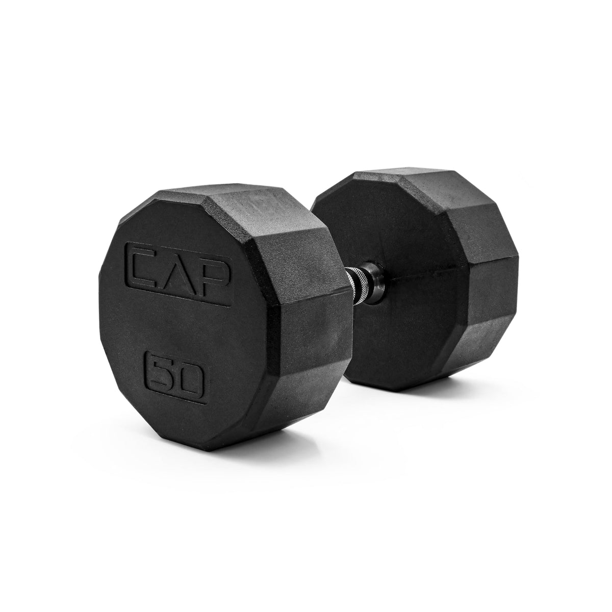 Rubber Hex Dumbbell with Chrome Comfort Grip