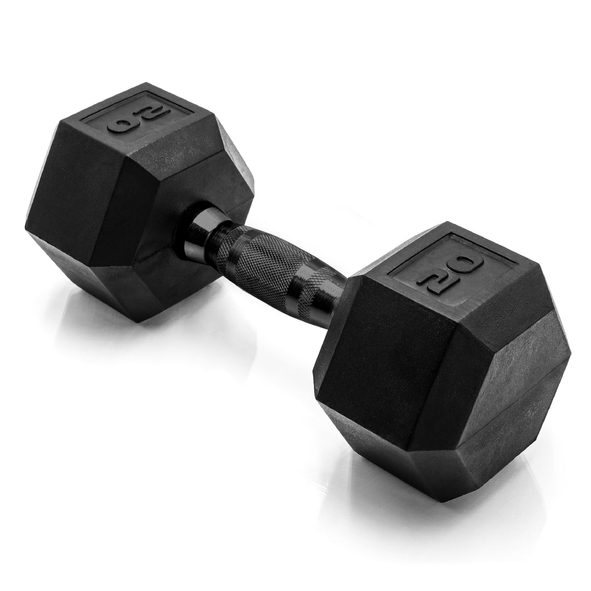 Rubber Hex Dumbbell with Chrome Comfort Grip