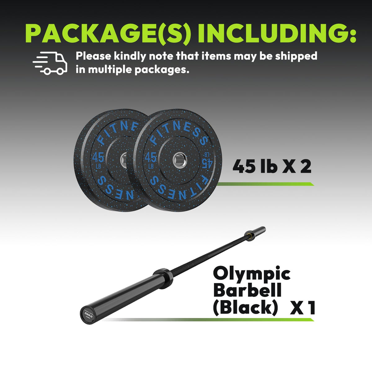Olympic Barbell Set with Bumper Plates & Rack
