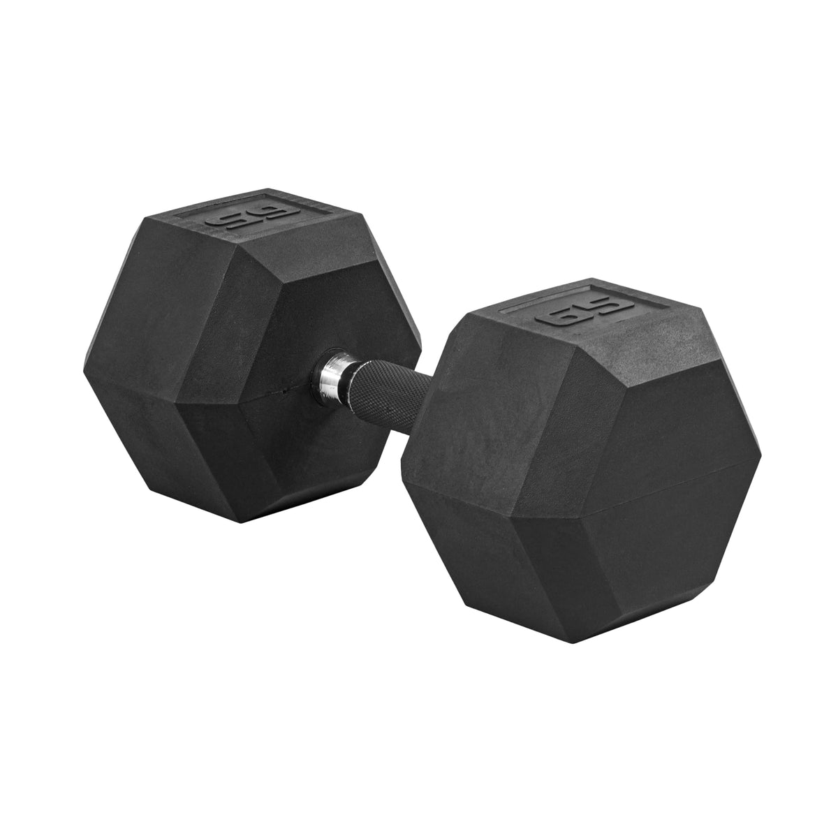 Rubber Hex Dumbbell with Chrome Comfort Grip