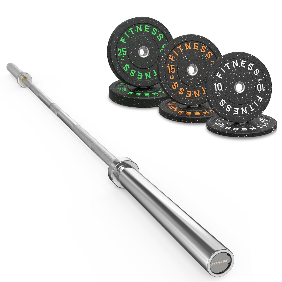 Olympic Barbell Set with Bumper Plates & Rack