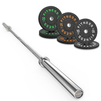 Olympic Barbell Set with Bumper Plates & Rack