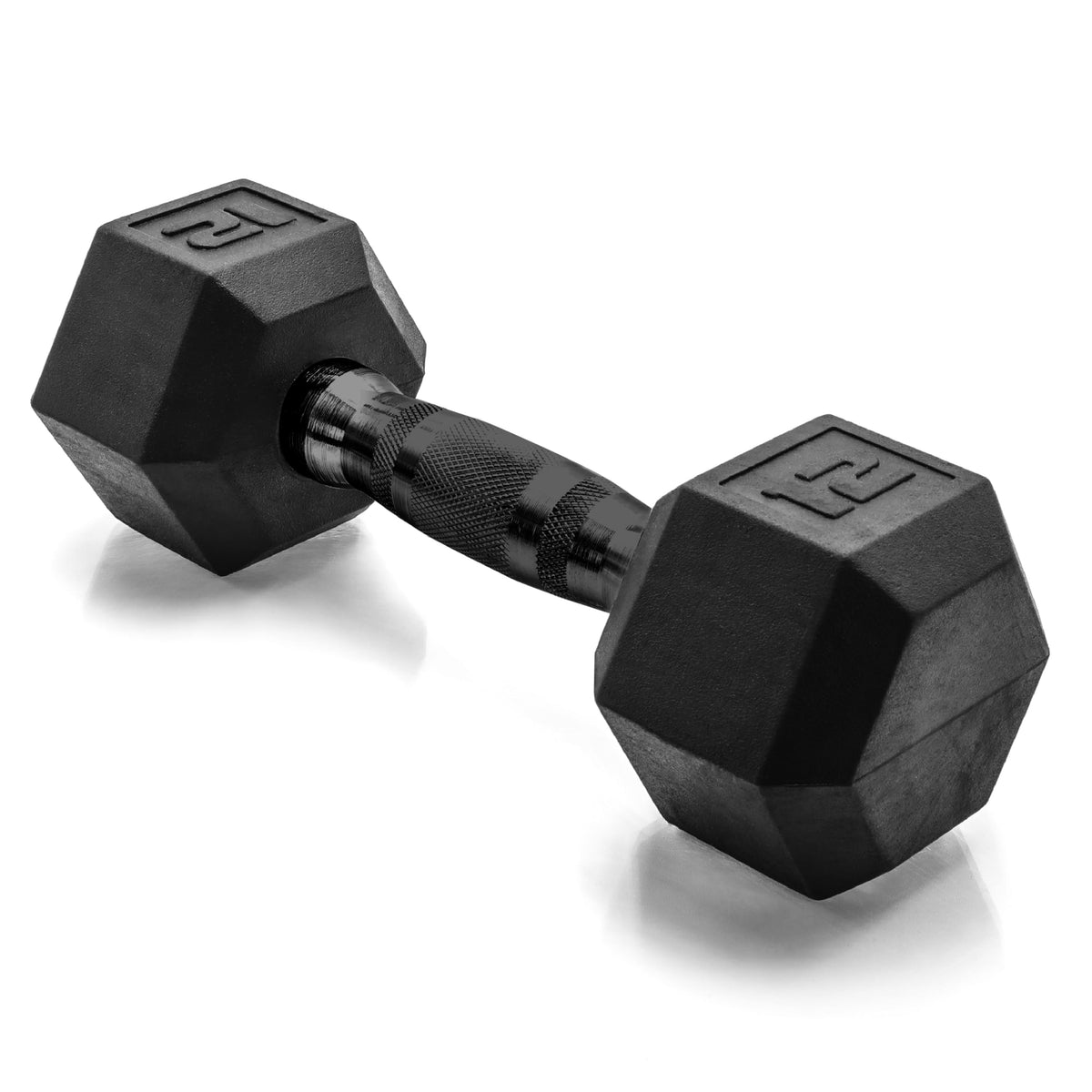 Rubber Hex Dumbbell with Chrome Comfort Grip