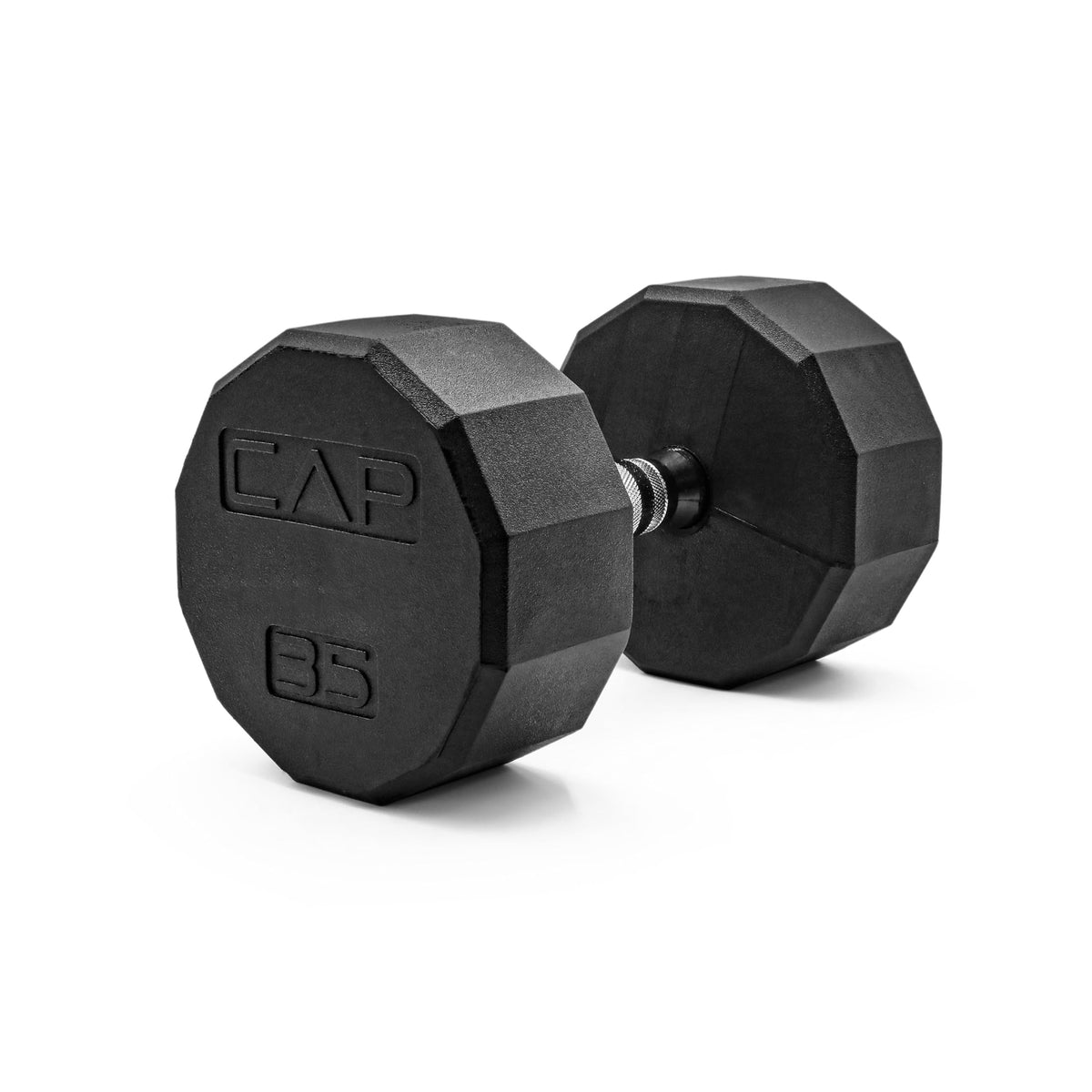Rubber Hex Dumbbell with Chrome Comfort Grip