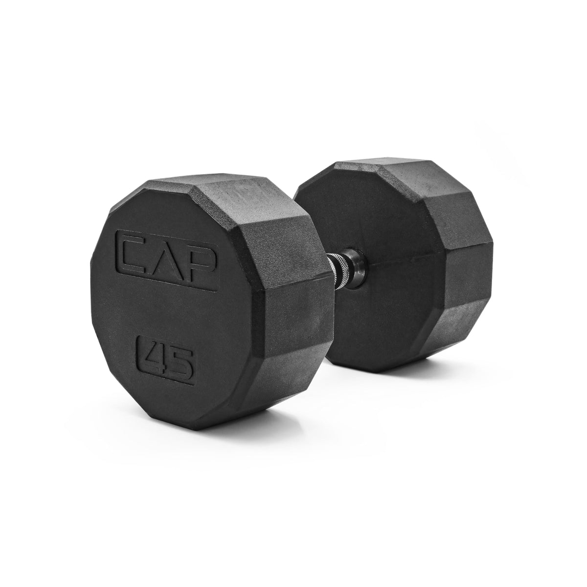 Rubber Hex Dumbbell with Chrome Comfort Grip