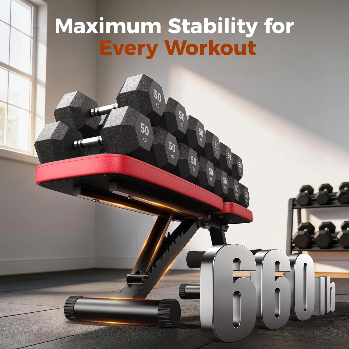 660LB Foldable Weight Bench with 8 Backrest Positions