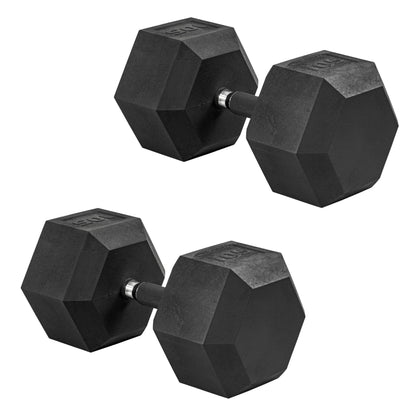 Rubber Hex Dumbbells with Comfort Grip Handles