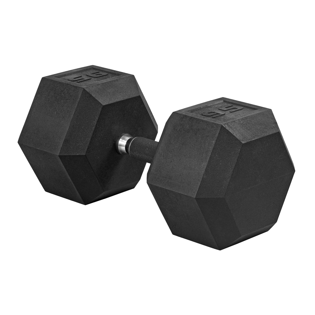 Rubber Hex Dumbbell with Chrome Comfort Grip