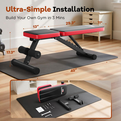 660LB Foldable Weight Bench with 8 Backrest Positions