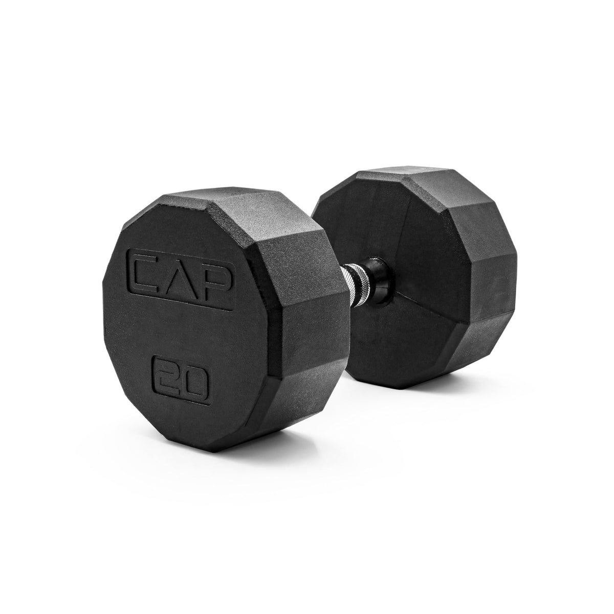 Rubber Hex Dumbbell with Chrome Comfort Grip