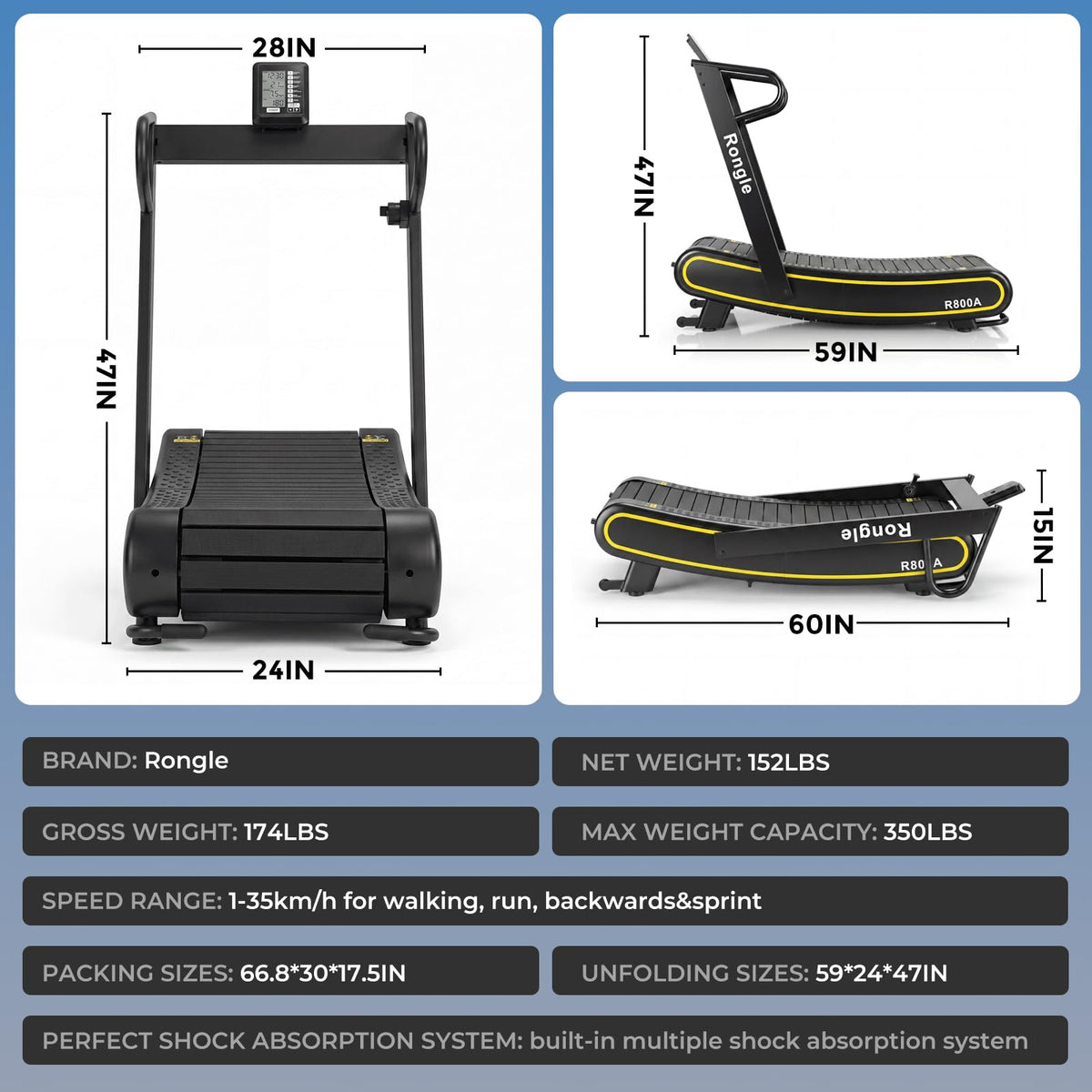 Manual Folding Treadmill with Adjustable Resistance