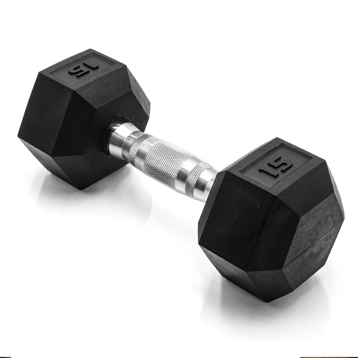 Rubber Hex Dumbbell with Chrome Comfort Grip