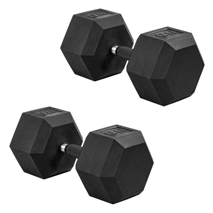 Rubber Hex Dumbbells with Comfort Grip Handles