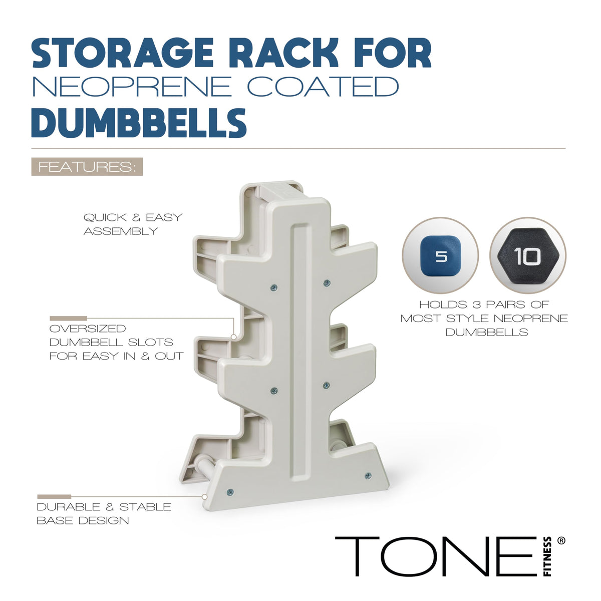 Neoprene Dumbbell Set with Compact Storage Rack