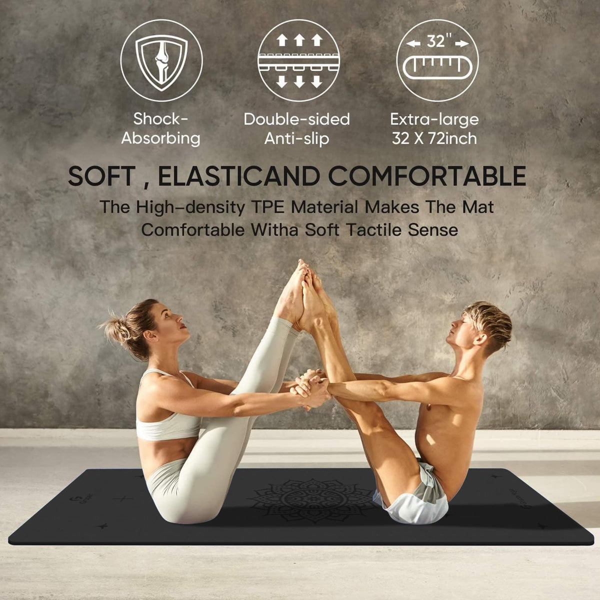 Non-Slip TPE Yoga Mat with Alignment Guide