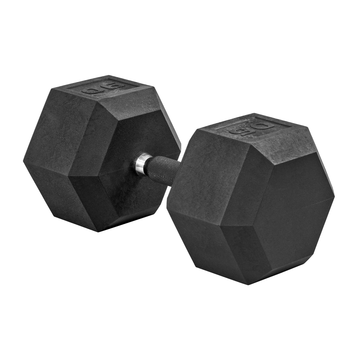 Rubber Hex Dumbbell with Chrome Comfort Grip
