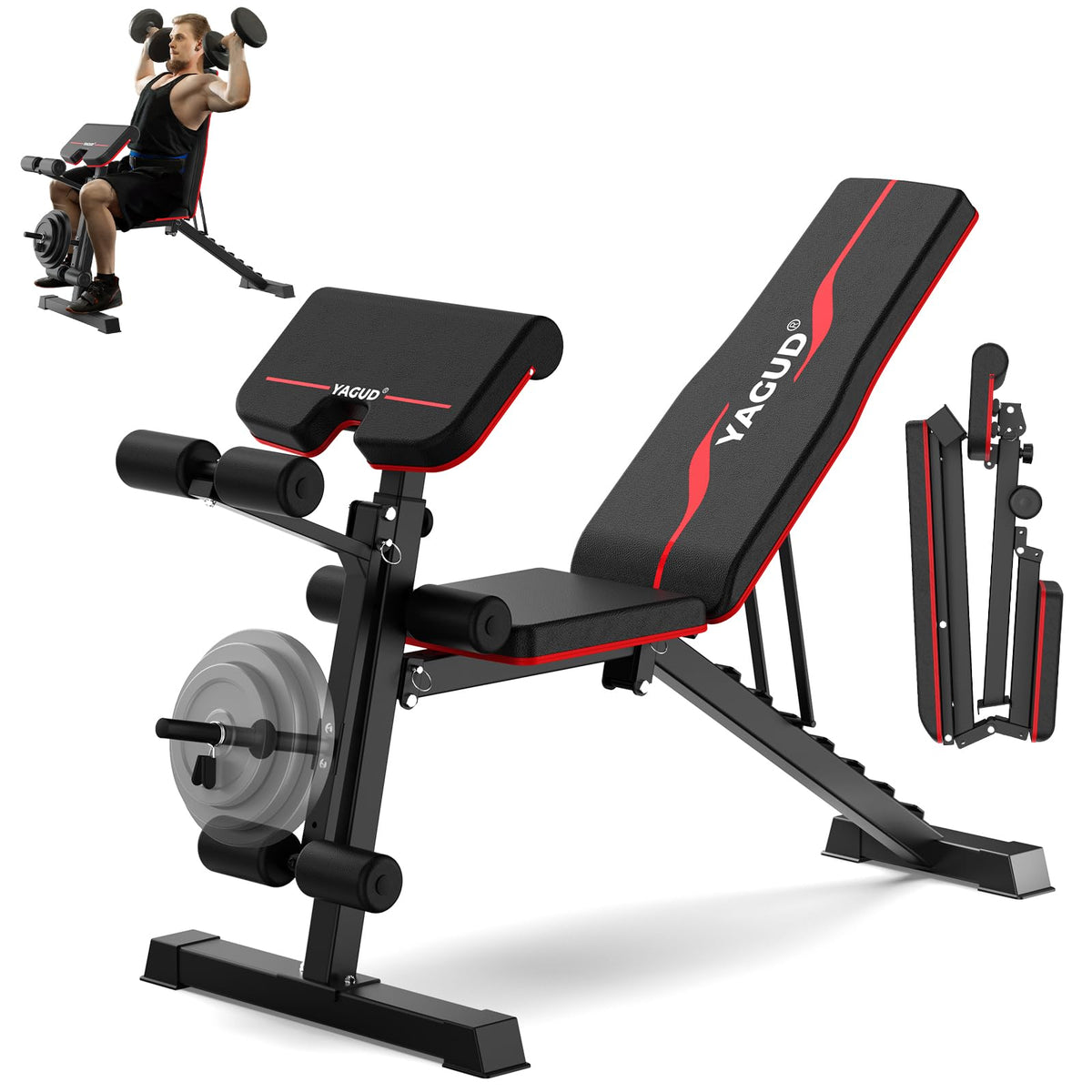 880LB Adjustable Weight Bench Set with Barbell Rack
