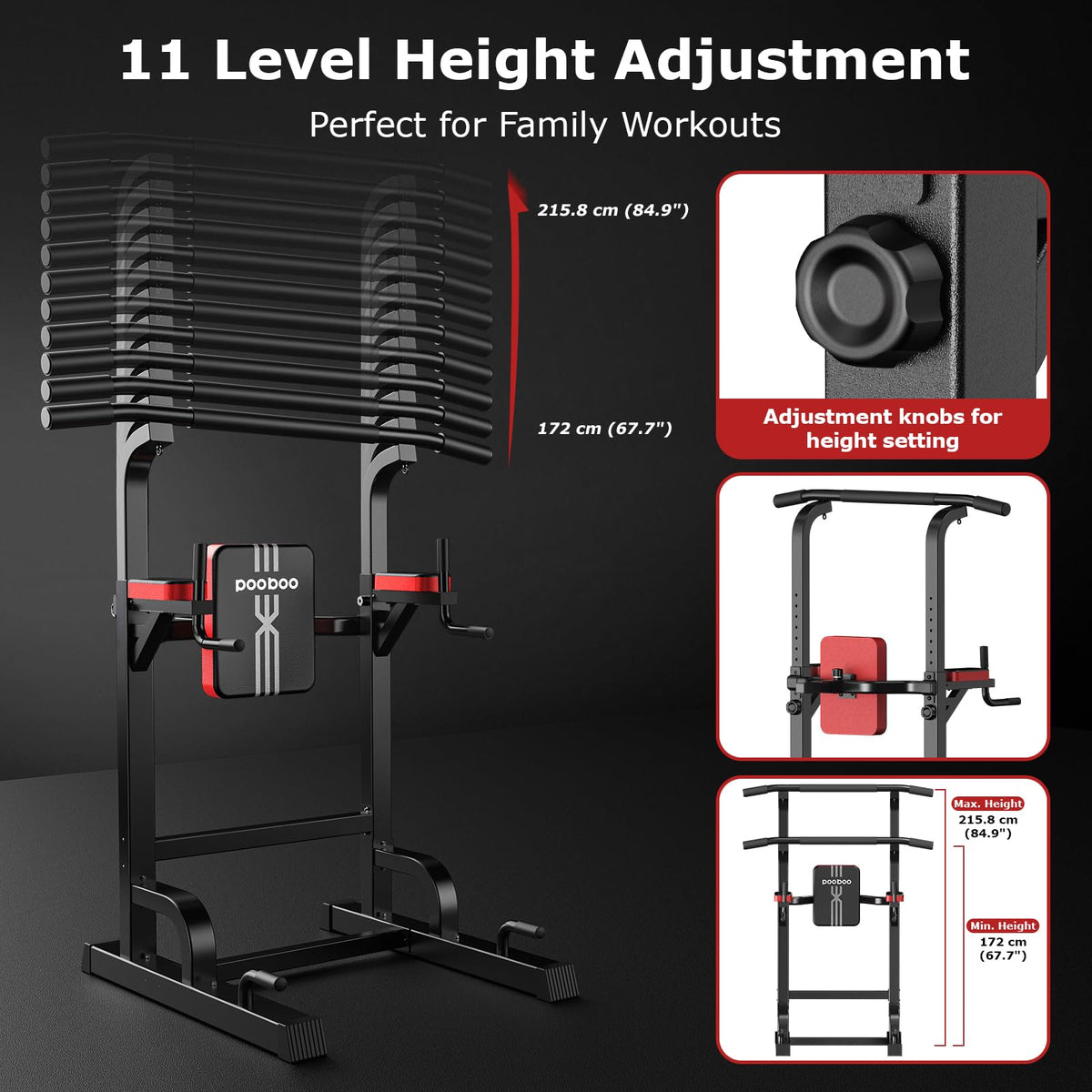 450LB Adjustable Power Tower with Pull-Up & Dip Station