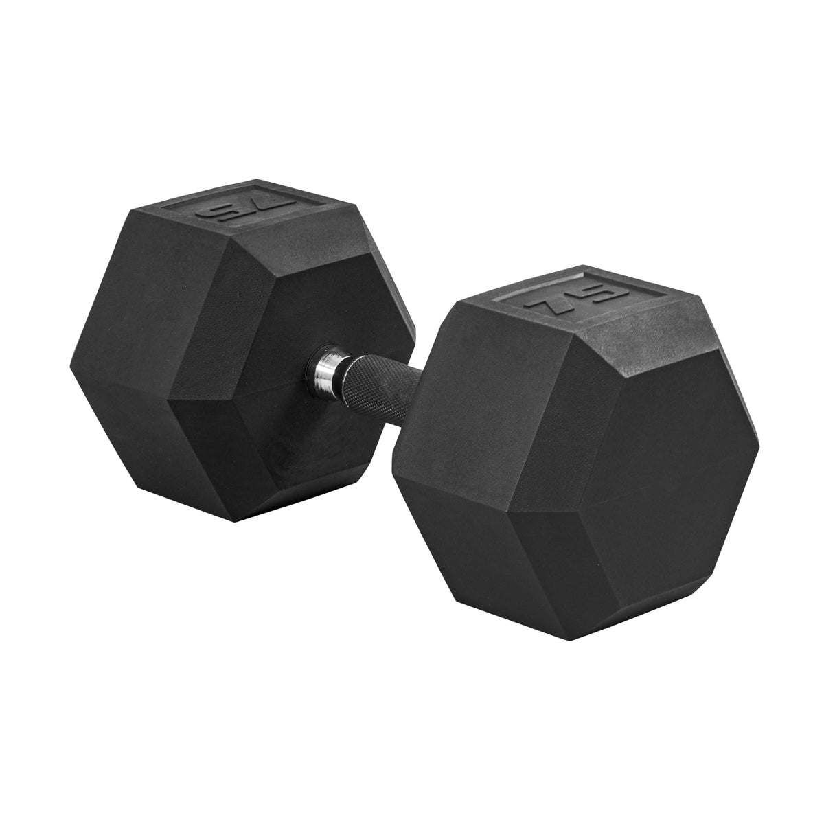 Rubber Hex Dumbbell with Chrome Comfort Grip