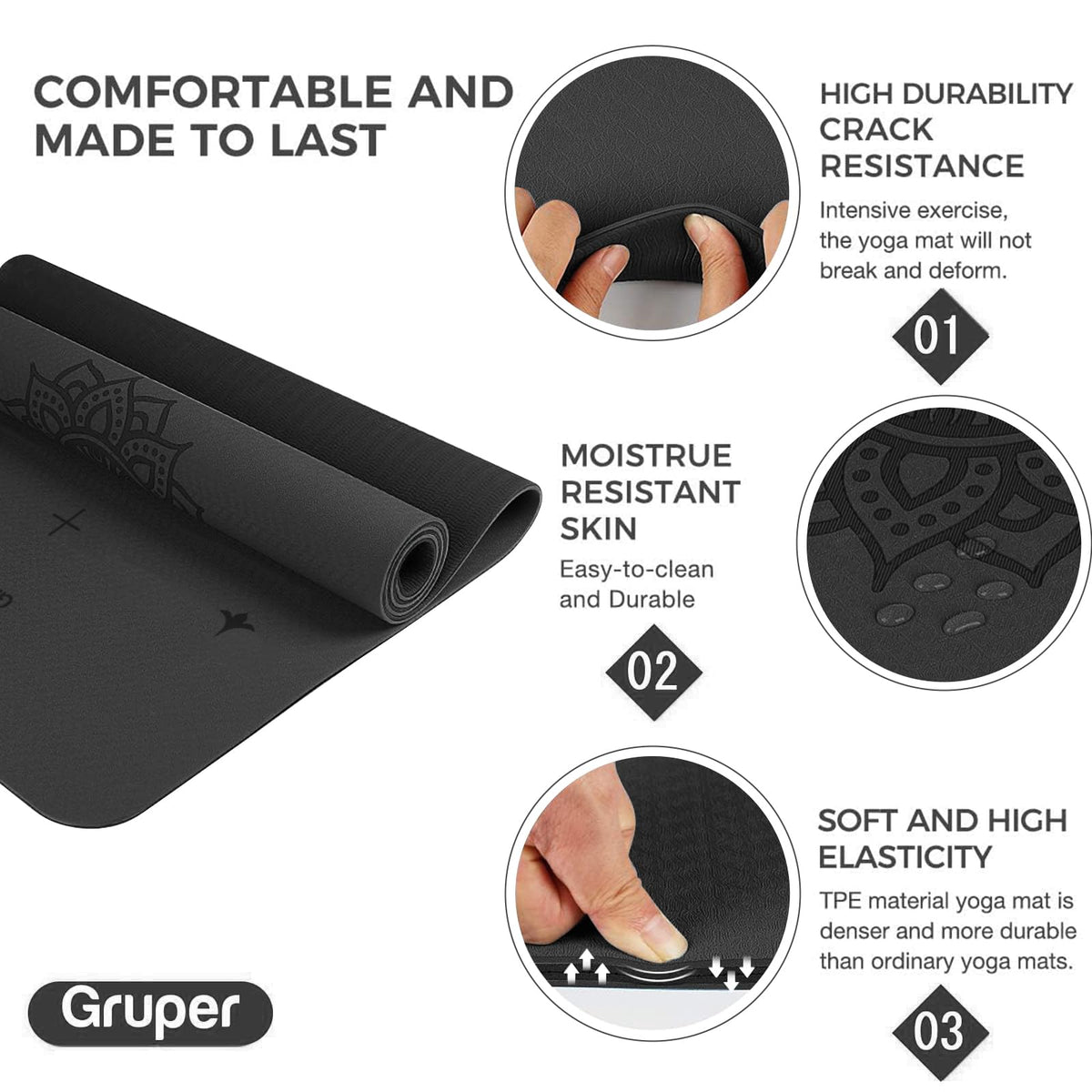 Non-Slip TPE Yoga Mat with Alignment Guide