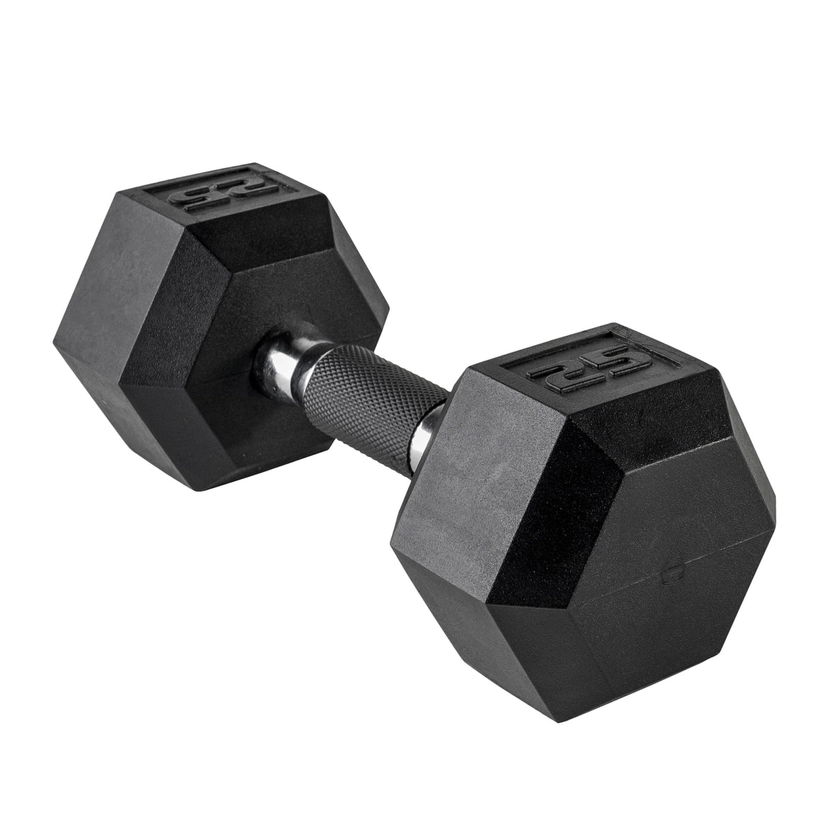 Rubber Hex Dumbbell with Chrome Comfort Grip