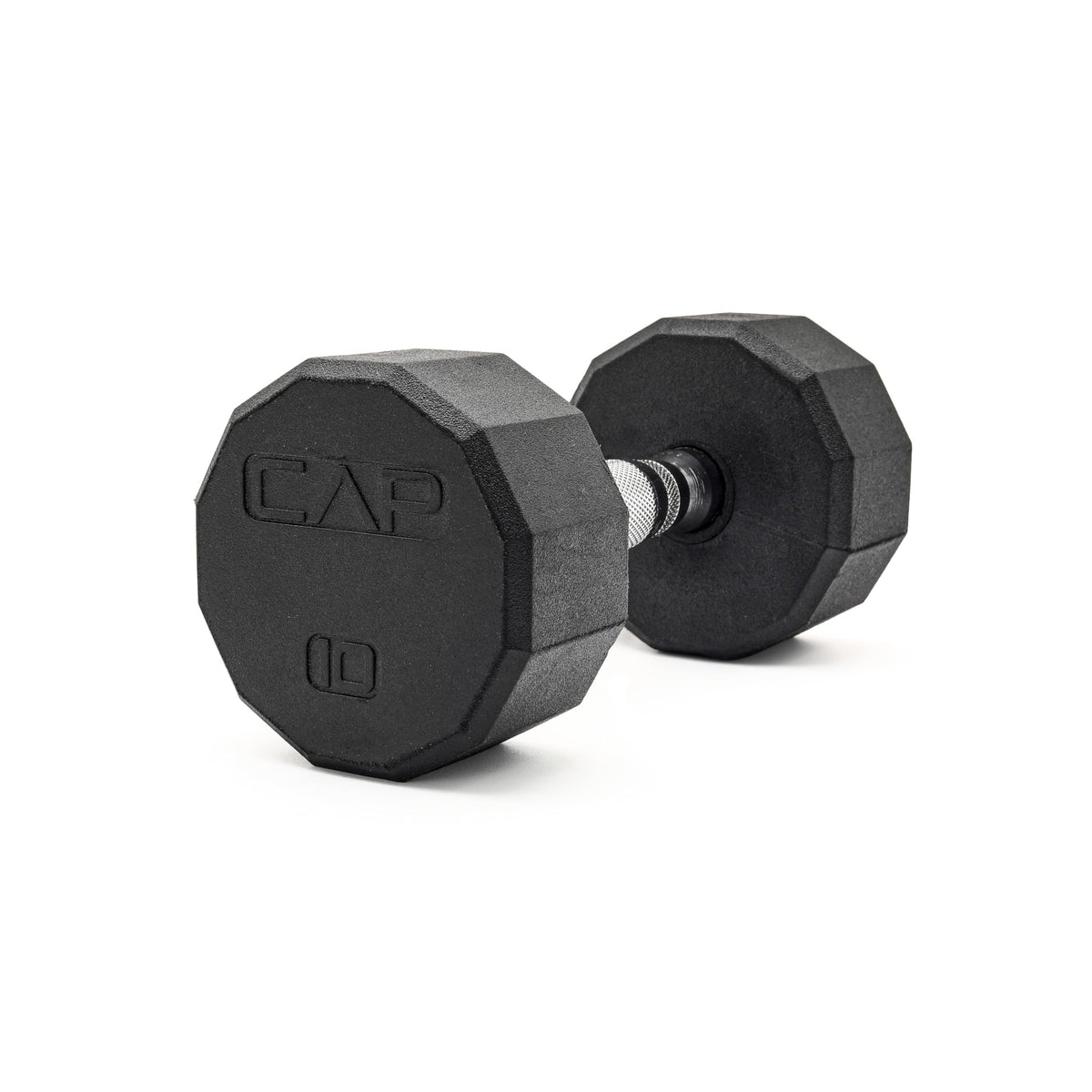 Rubber Hex Dumbbell with Chrome Comfort Grip