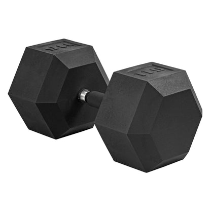 Rubber Hex Dumbbell with Chrome Comfort Grip