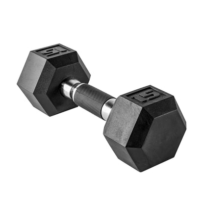 Rubber Hex Dumbbell with Chrome Comfort Grip