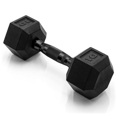 Rubber Hex Dumbbell with Chrome Comfort Grip