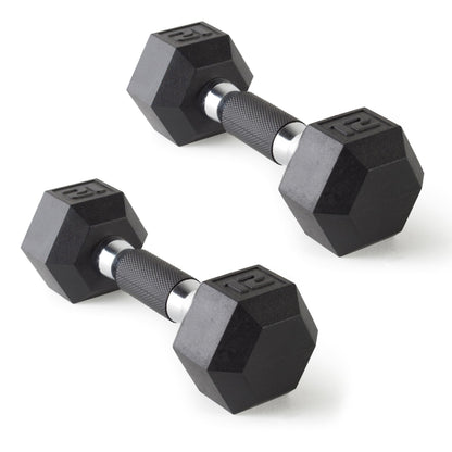 Rubber Hex Dumbbells with Comfort Grip Handles