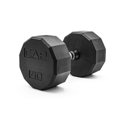 Rubber Hex Dumbbell with Chrome Comfort Grip