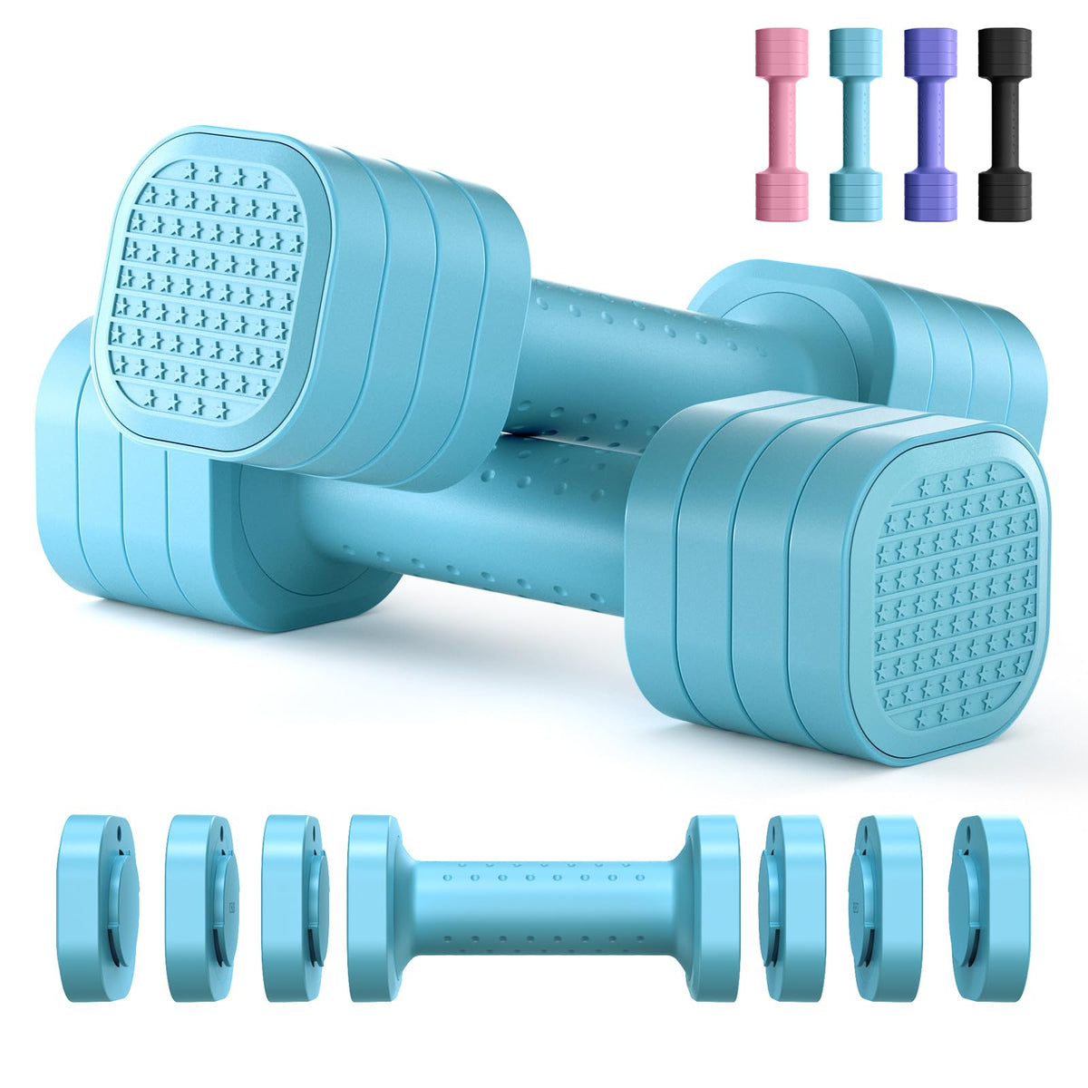 4-in-1 Adjustable Dumbbells with Soft-Grip Handles