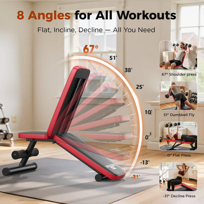 660LB Foldable Weight Bench with 8 Backrest Positions