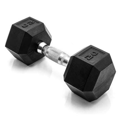 Rubber Hex Dumbbell with Chrome Comfort Grip