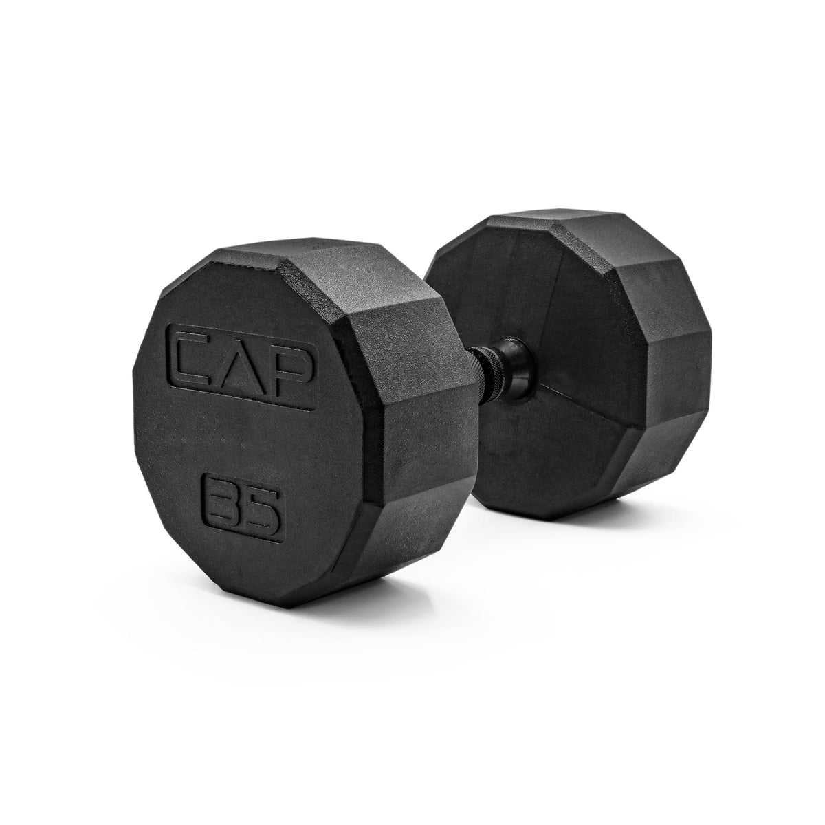 Rubber Hex Dumbbell with Chrome Comfort Grip