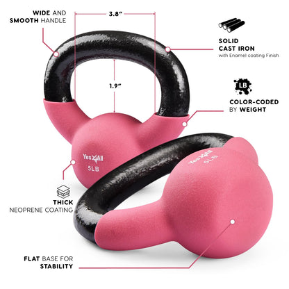 Neoprene Kettlebell with Wide Grip & Flat Base
