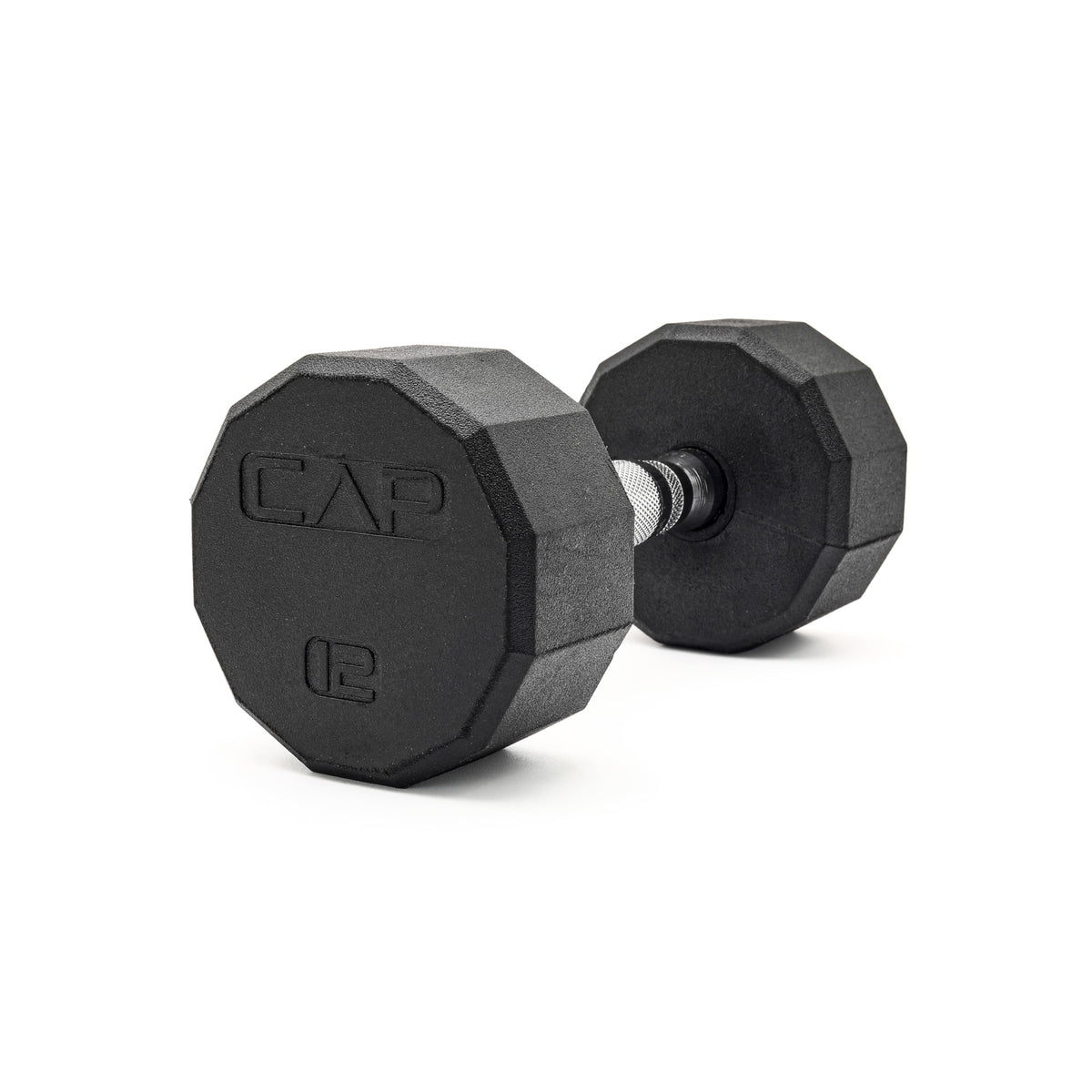 Rubber Hex Dumbbell with Chrome Comfort Grip