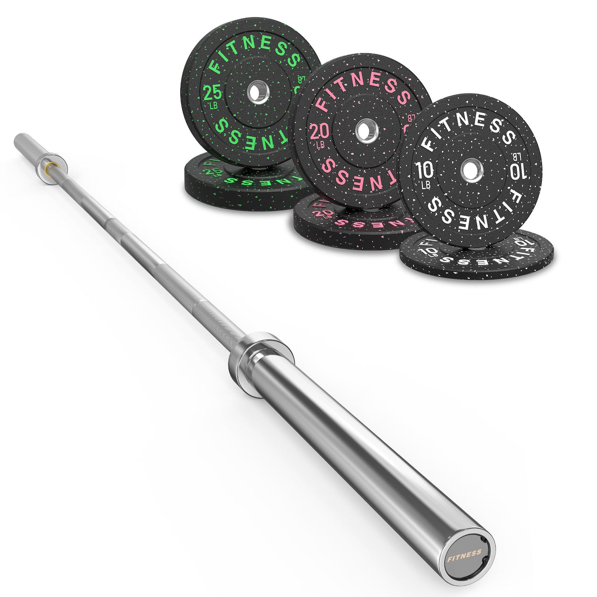 Olympic Barbell Set with Bumper Plates & Rack